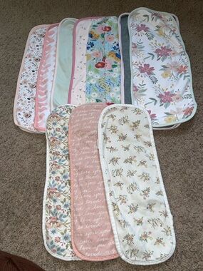 Girl baby burp rag cloths, 11 pcs